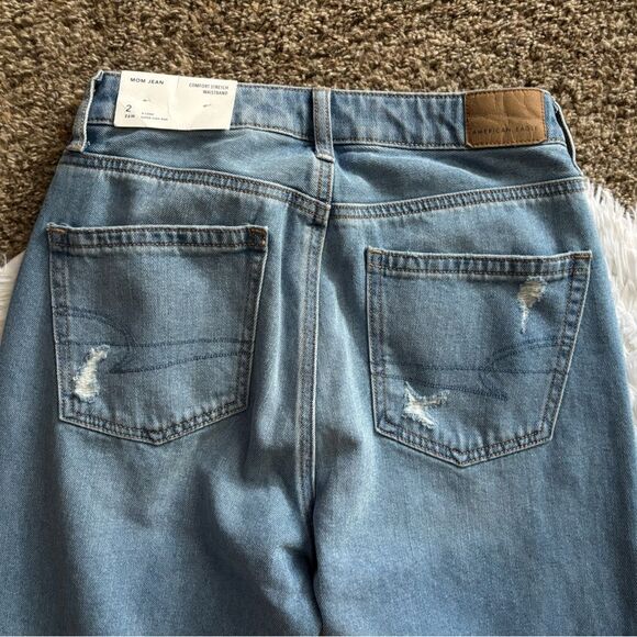 American Eagle Mom Jeans New Distressed Womens Size 2 Long - Picture 4 of 12